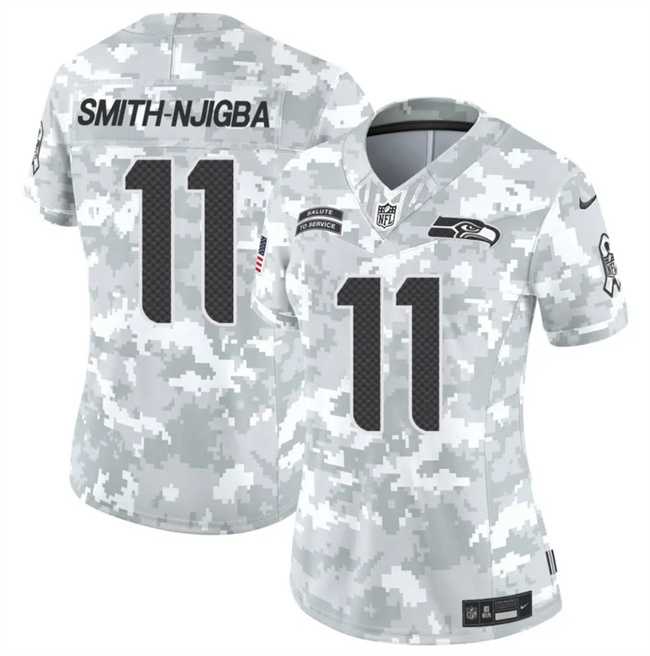 Women%27s Seattle Seahawks #11 Jaxon Smith-Njigba 2024 F.U.S.E Arctic Camo Salute To Service Limited Stitched Jersey Dzhi